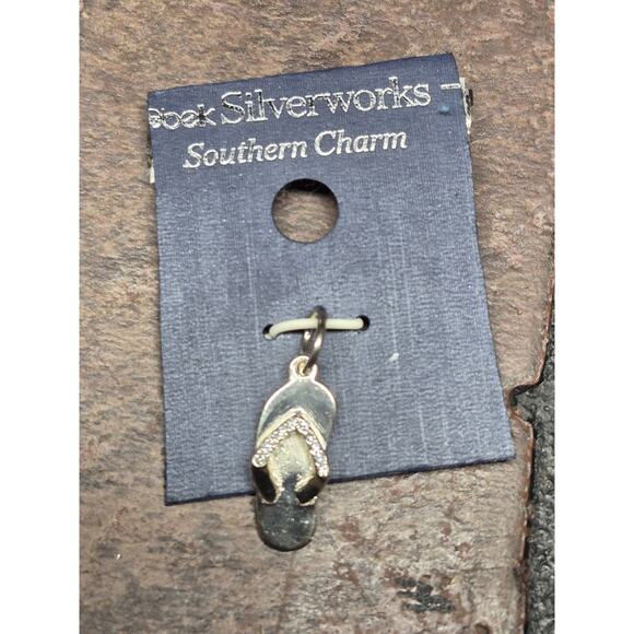 Small Sterling Silver Flip Flop Necklace Charm - Picture 1 of 2